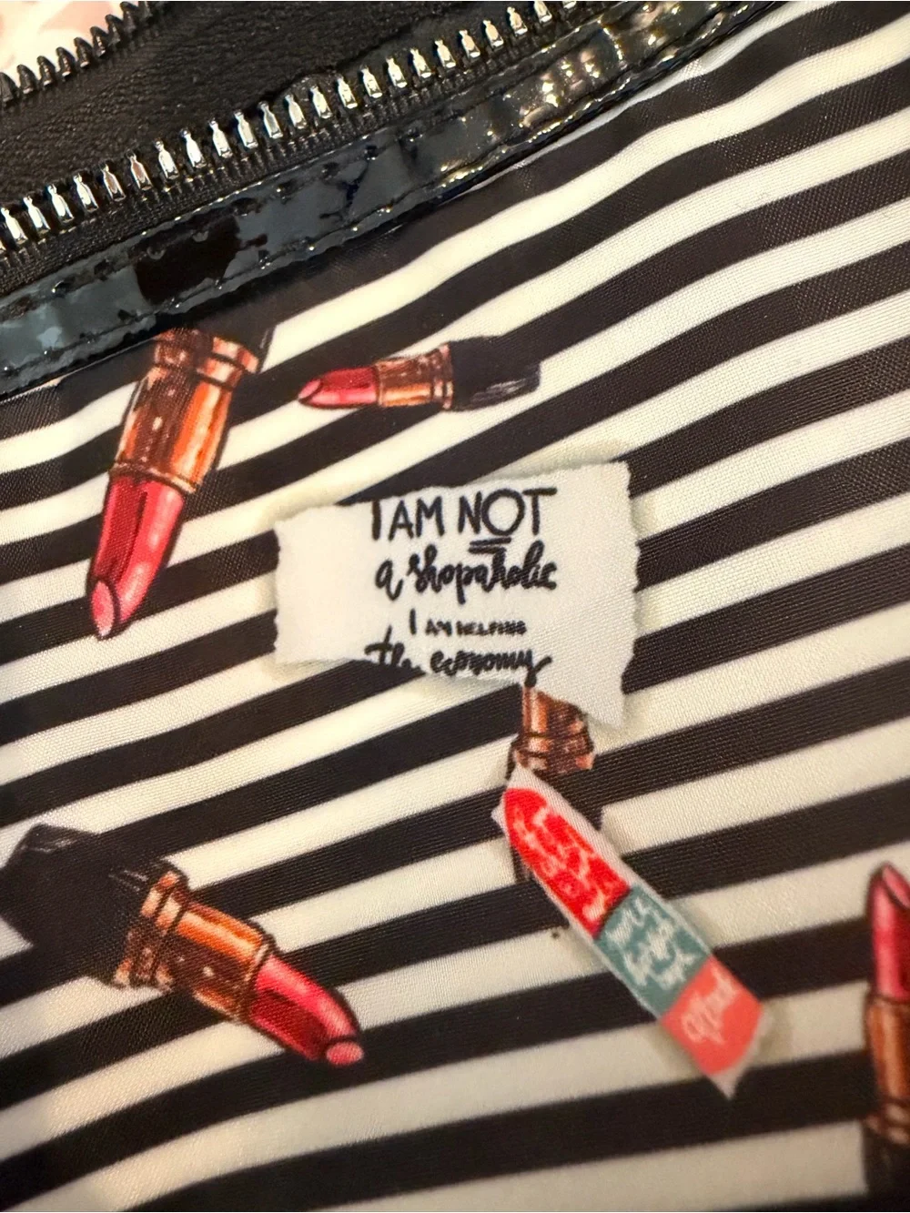 Nicole Miller Black & White Striped Cosmetic Pouch